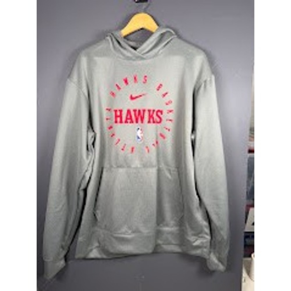 Nike NBA Atlanta Hawks Basketball Hoodie Grey Dri-FIT Mens Large Tall